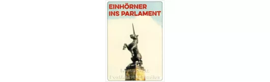 Einhörner ins Parlament | Discordia Postkarte