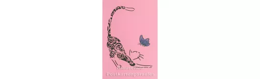 Katze und Schmetterling - Lasercut Doppelkarte
