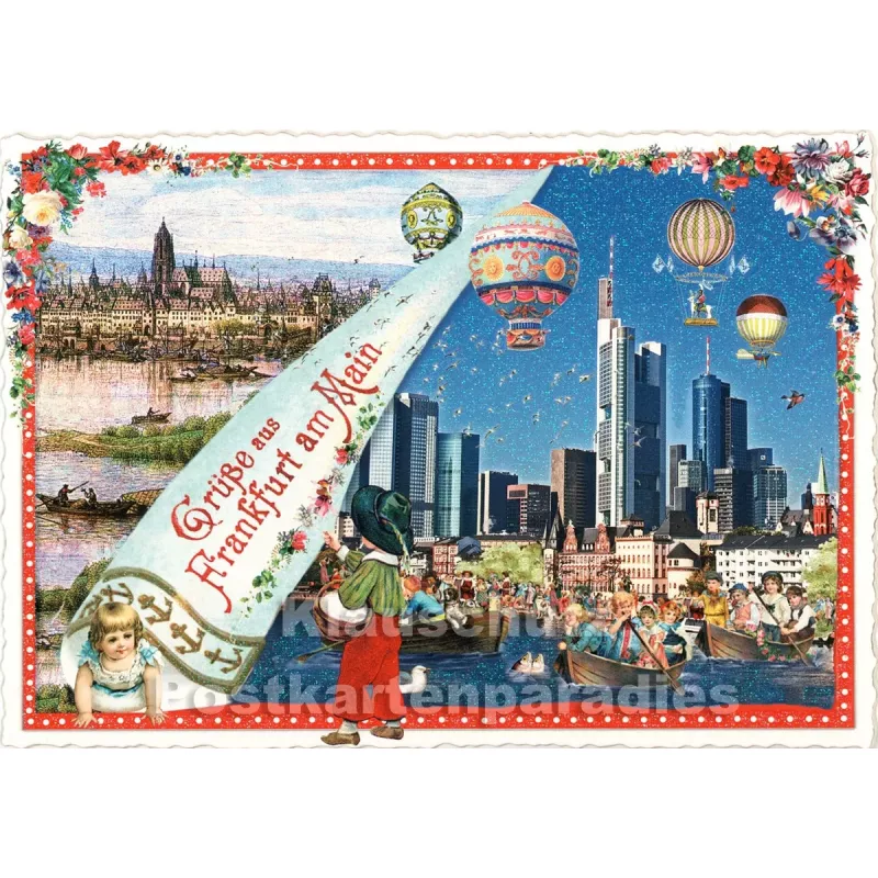 Grüße aus Frankfurt  | ActeTre Glitter Nostalgie Postkarte