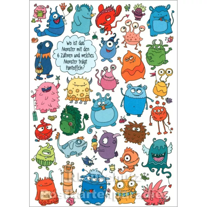 SkoKo Wimmelbild Postkarte mit Monstern
