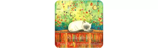 Katze träumt | Quadratische Postkarte