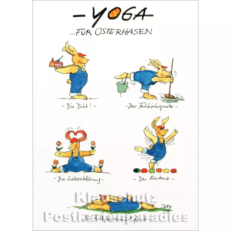Peter Gaymann - Yoga für Osterhasen Ostern Postkarte