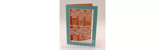 Blumentöpfe - Lasercut Doppelkarte
