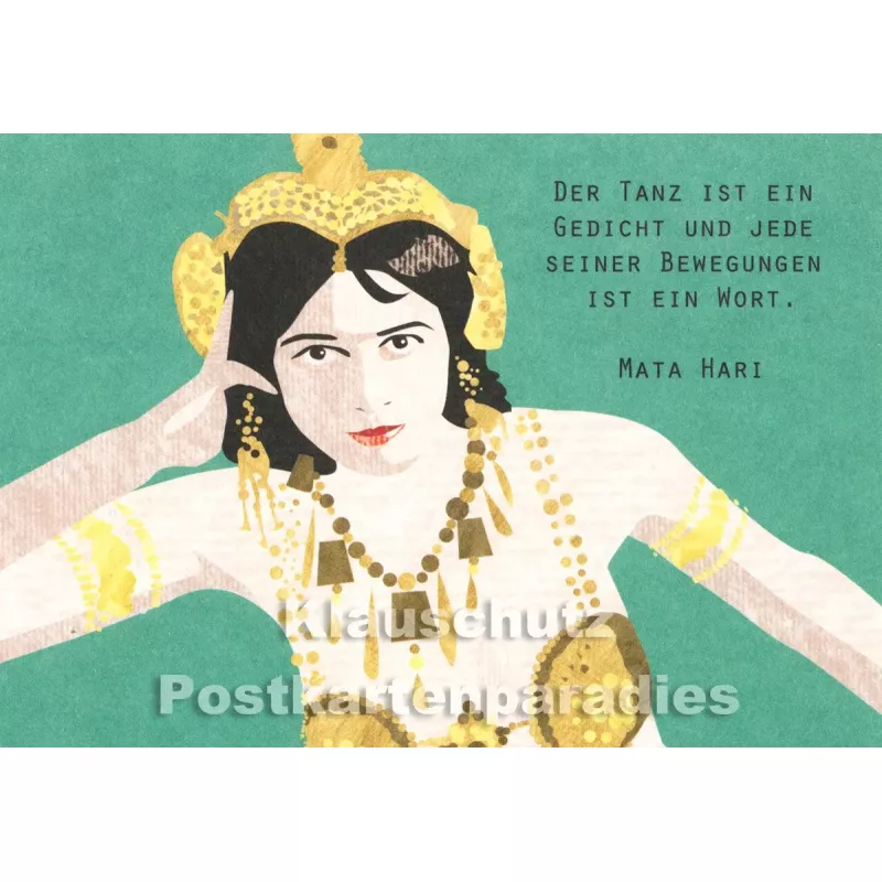 Holzschliffpappe Zitat Postkarte von Studio Blankensteyn | Mata Hari