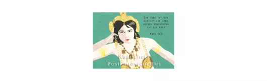 Holzschliffpappe Postkarten Zitat | Mata Hari