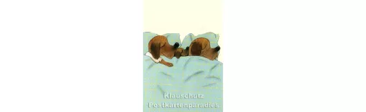 Familienbett| Postkarte Wolf Erlbruch