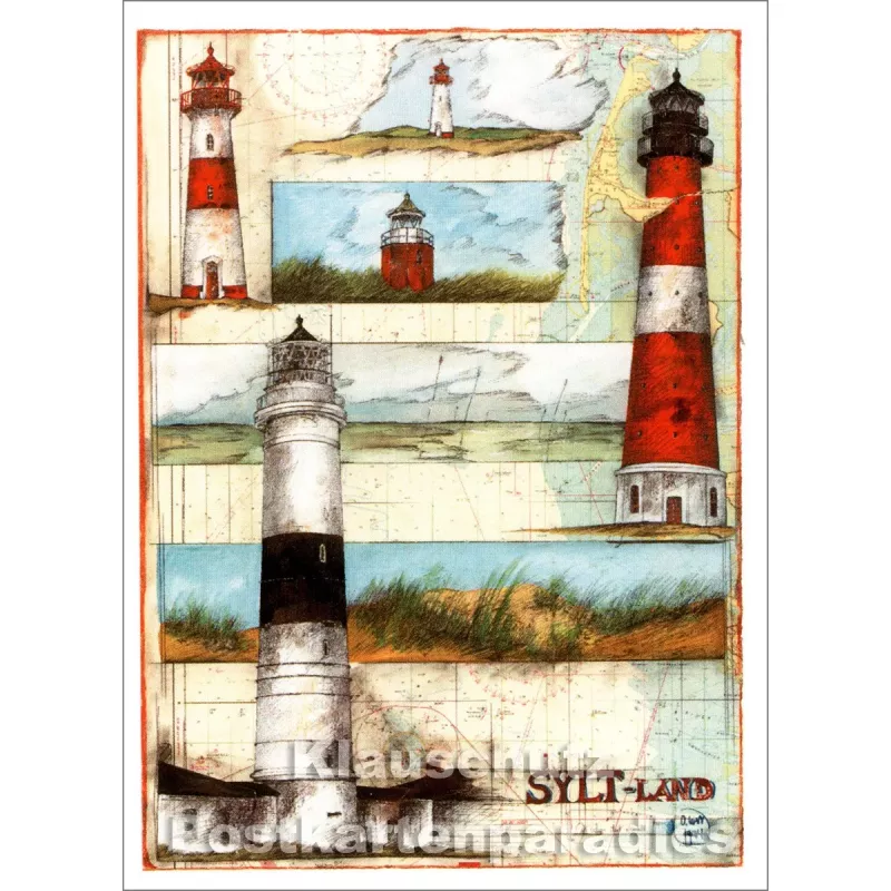 Leuchtturm Postkarte Sylt-Land von Ole West