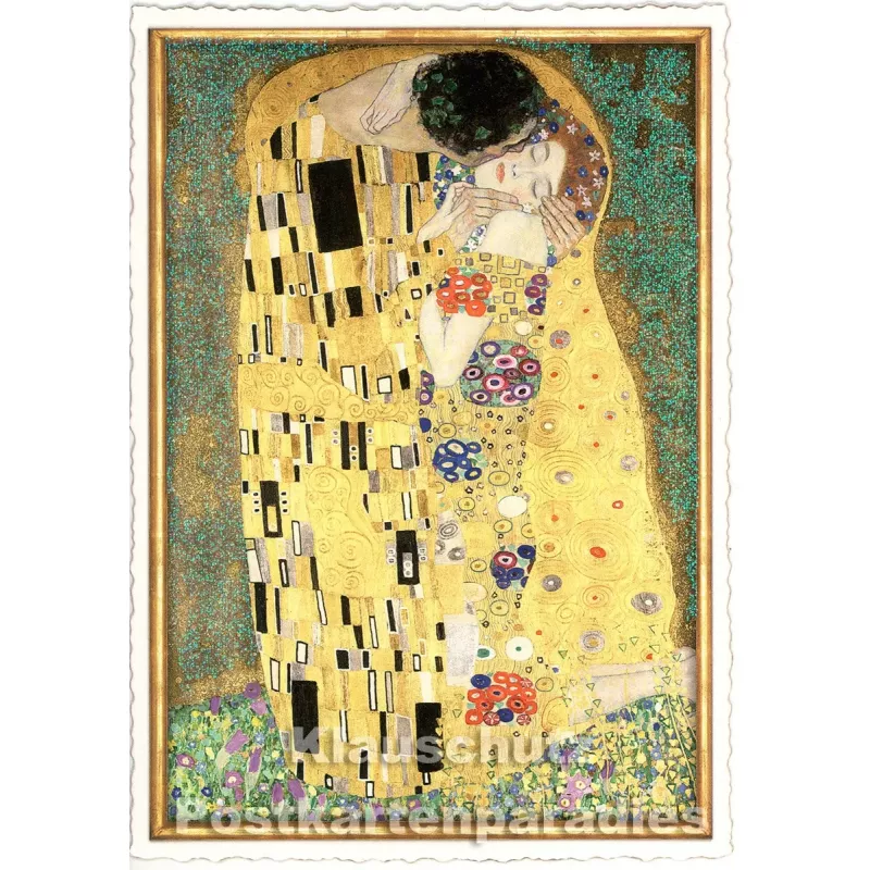 Kunst Glitterkarte | Gustav Klimt - Der Kuß