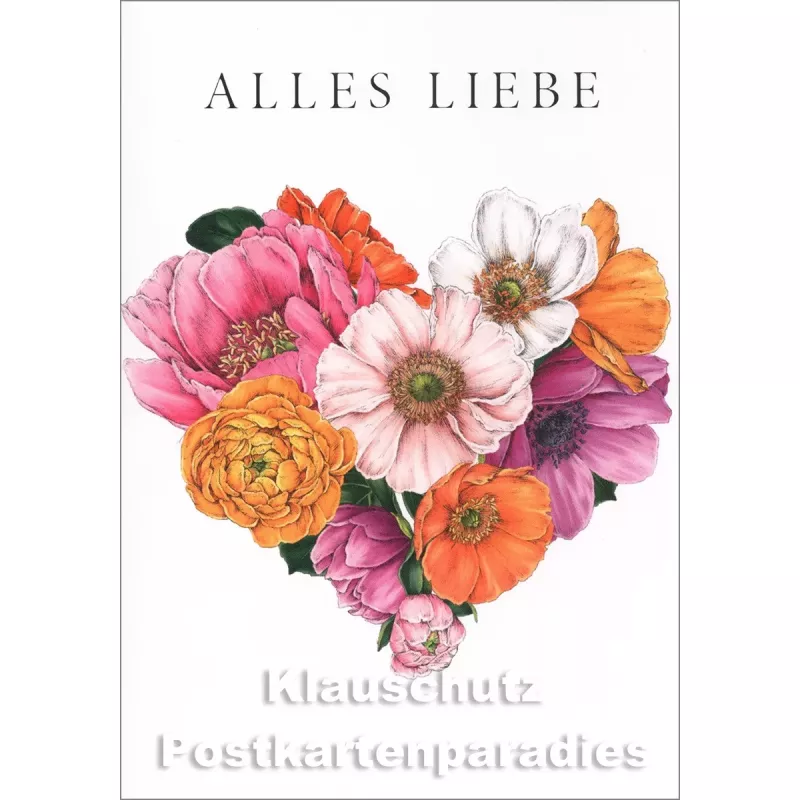 Doppelkarte zum Geburtstag mit Blumen von Catherine Lewis - Alles Liebe