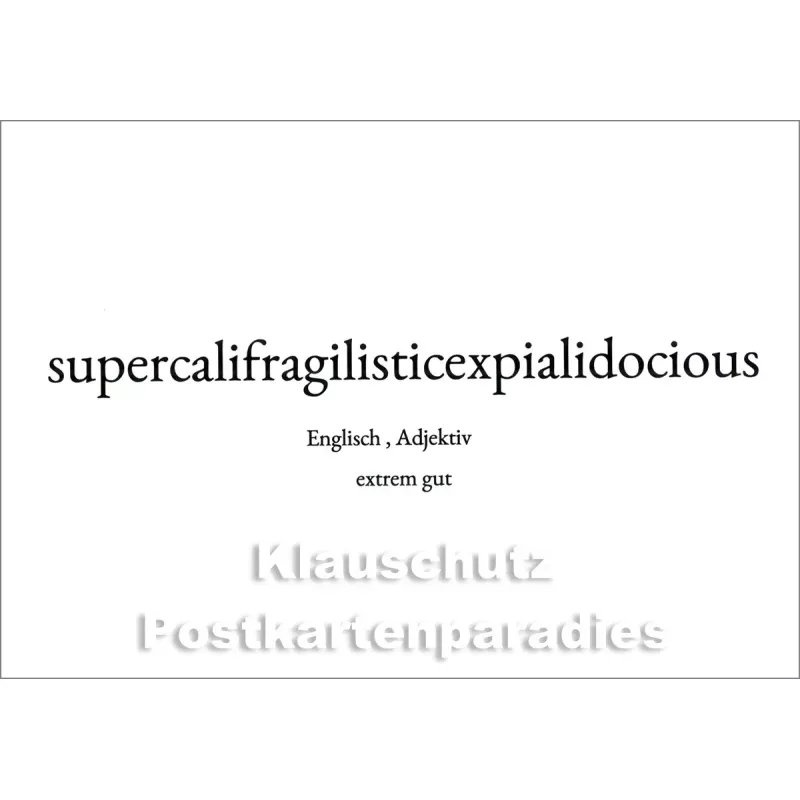 Supercalifragilisticexpialidocious | Englisch | Extrem gut | Wortschatzkarte