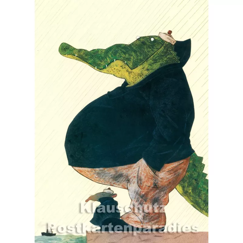 Freunde - Krokodil | Postkarte von Wolf Erlbruch aus dem Peter-Hammer-Verlag