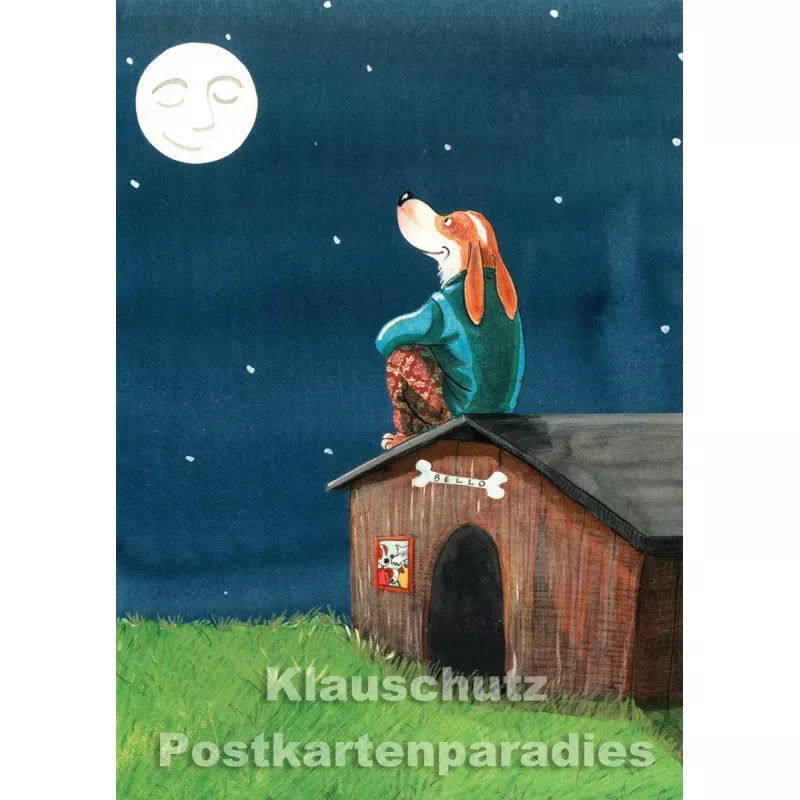 Postkarte aus dem 'Peter Hammer Verlag' von Leonard Erlbruch - Hundehütte