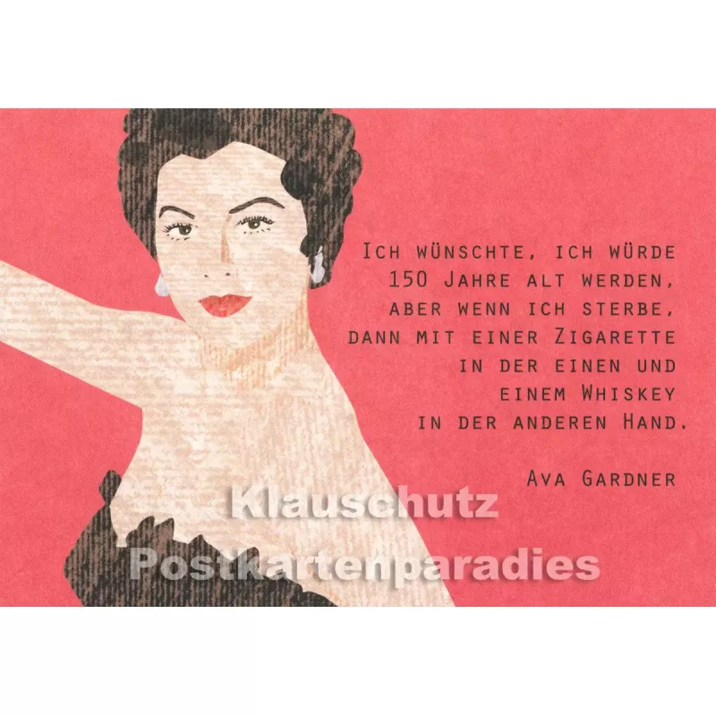Holzschliffpappe Zitat Postkarte von Studio Blankensteyn | Ava Gardner