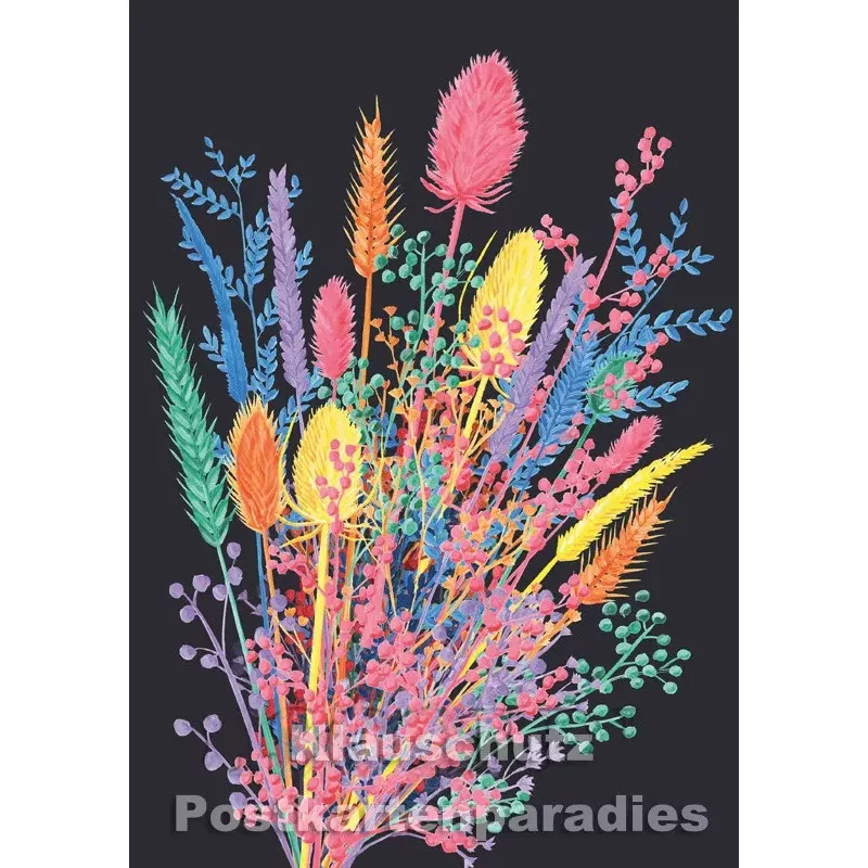 Schöne Doppelkarte von Discordia mit getrockneten Blumen