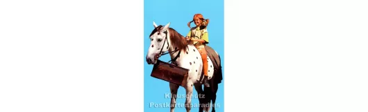 Pippi Langstrumpf mit Pferd | Kinder Postkarte