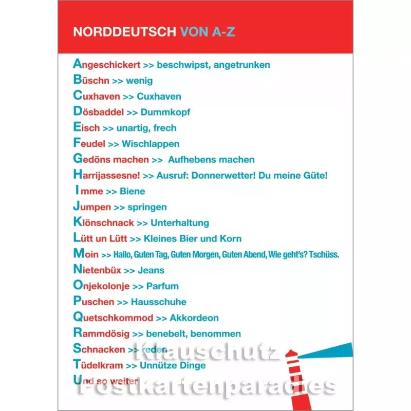 Norddeutsch von A-Z | Küsten Postkarte von Cityproducts
