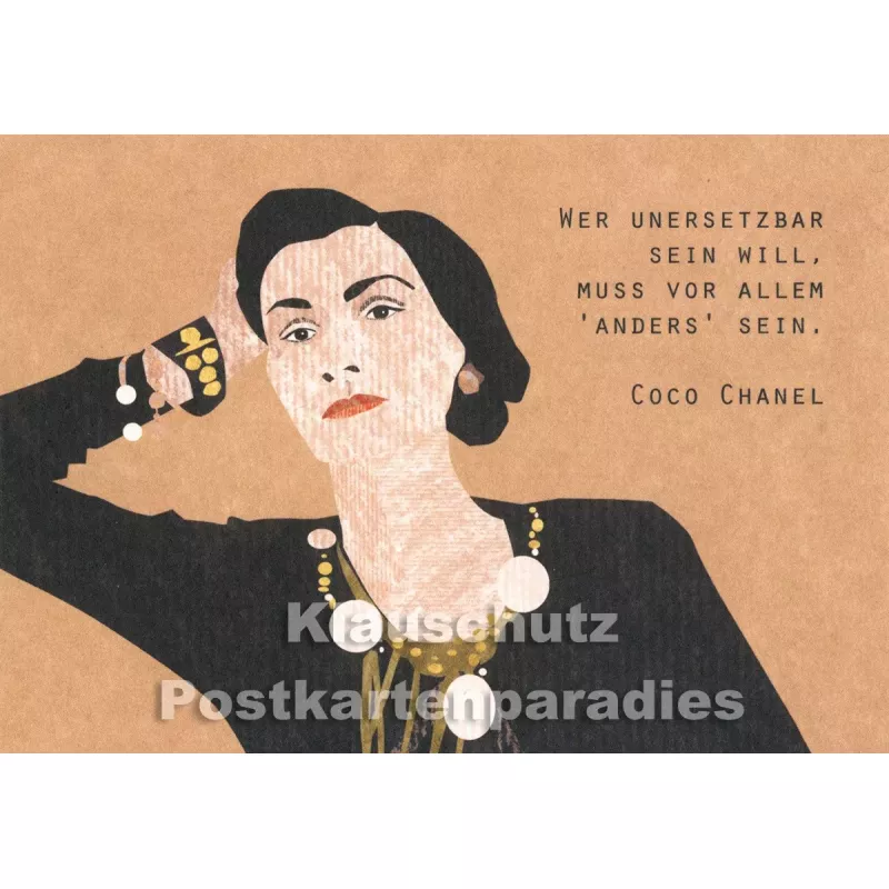 Holzschliffpappe Zitat Postkarte von Studio Blankensteyn | Coco Chanel