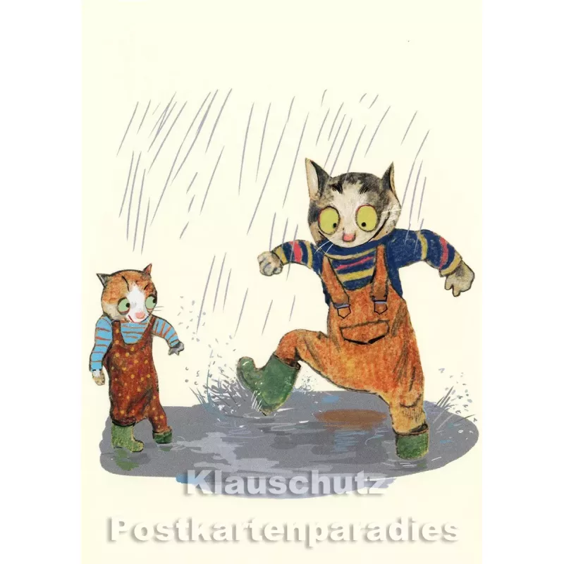 Postkarte von Wolf Erlbruch aus dem Peter-Hammer-Verlag - Pfützenspaß