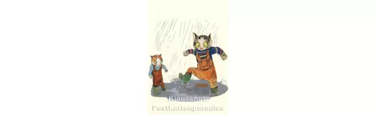 Pfützenspaß | Postkarte Wolf Erlbruch