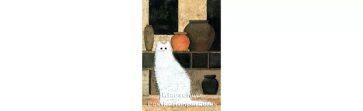 Weiße Katze | Postkarte, teillackiert