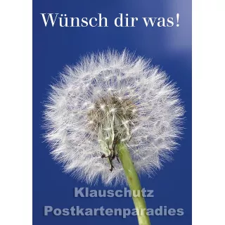 Foto Postkarte zum Geburtstag mit Pusteblume - Wünsch dir was!