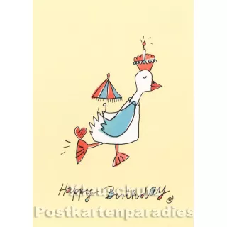 Happy Birthday Gans | Postkarte von Discordia / karindrawings