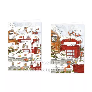 Tilda Weihnachtspost - Rannenberg Adventskalender Doppelkarte - mit offenen Türchen