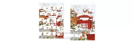 Tilda Weihnachtspost - Rannenberg Adventskalender Doppelkarte - mit offenen Türchen