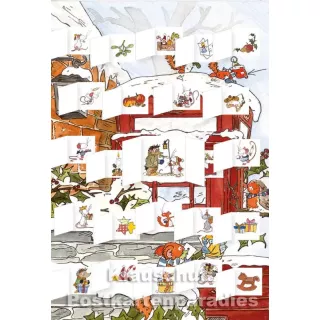 Tilda Weihnachtspost - Rannenberg Adventskalender Doppelkarte - mit offenen Türchen - Detailansicht