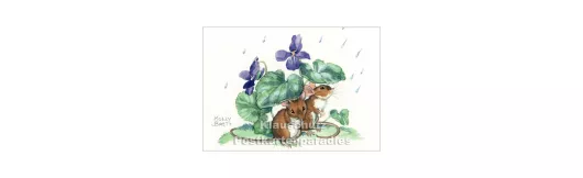 Mäuse im Regen | Kinder Postkarte