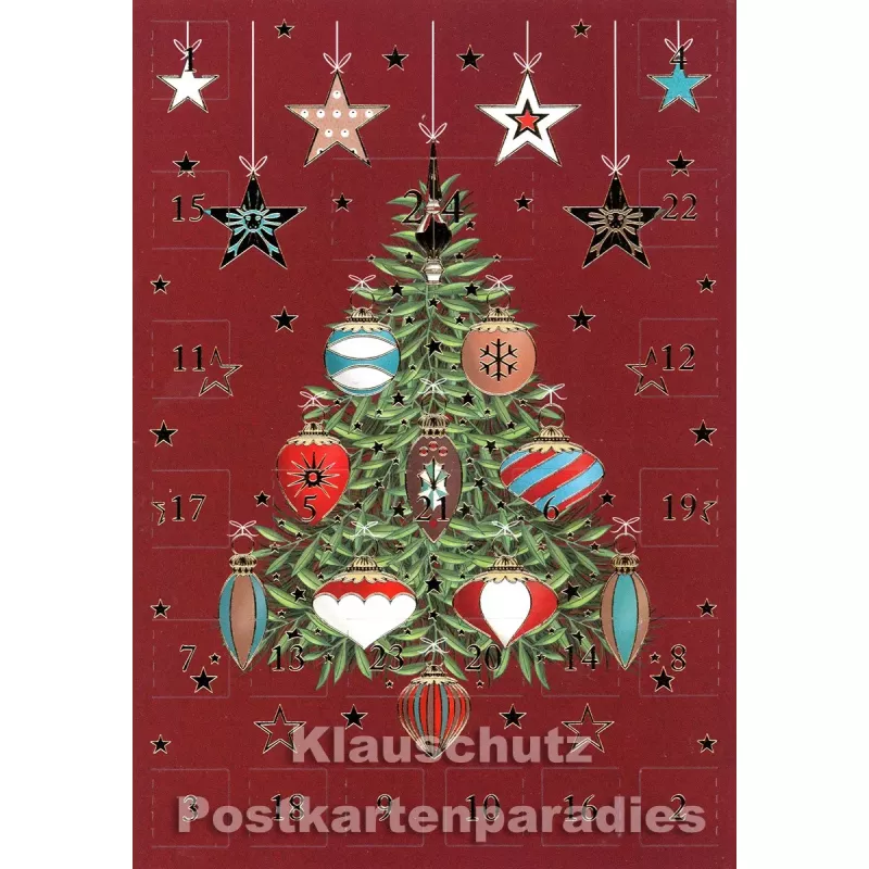 ActeTre Doppelkarte Adventskalender  - Festlicher Weihnachtsbaum