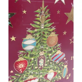 ActeTre Doppelkarte Adventskalender  - Festlicher Weihnachtsbaum - Detailansicht