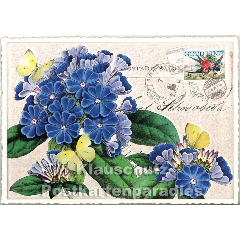 Retro Glitterkarte aus der Edition Tausendschön | Blumen - Primel