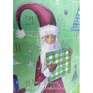Taurus Postkarten Adventskalender | Doppelkarte mit Klapptürchen - Weihnachtsfrau - Detailansicht