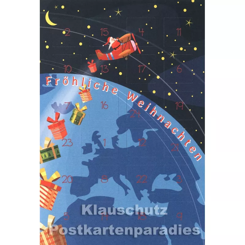 Taurus Postkarten Adventskalender | Doppelkarte mit Klapptürchen - Fröhliche Weihnachten in 24 Sprachen