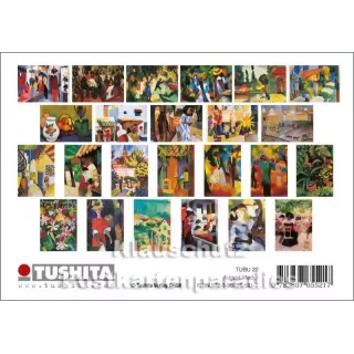 Tushita Postkartenbuch - August Macke | Rückseite mit Übersicht aller Postkarten