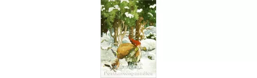 Wichtel mit Vögeln | Inge Löök Weihnachtskarte