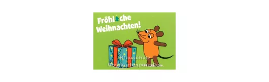 Die Maus mit Weihnachtsgeschenk | Weihnachtskarte