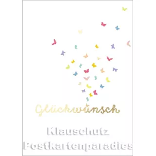 Goldfarbene Cityproducts Geburtstagskarte mit Schmetterlingen | Glückwunsch