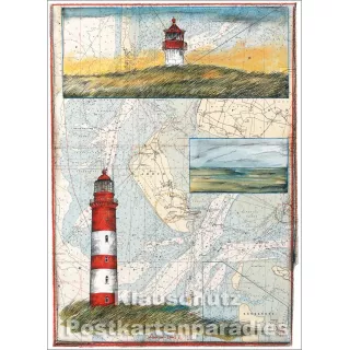 Leuchtturm Postkarte Amrum von Ole West / Tidenhub Verlag