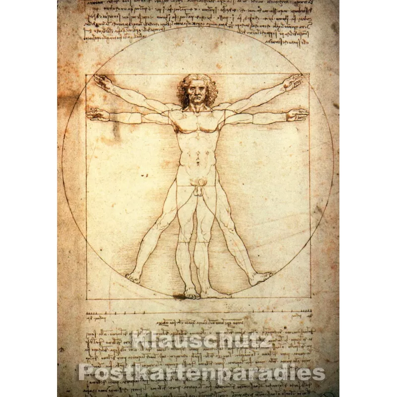 Kunstpostkarte von Taurus | Leonardo da Vinci - Proportionsschema der menschlichen Gestalt