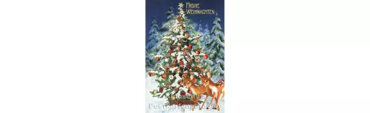 Rehe und Weihnachtsbaum | ActeTre Doppelkarte Weihnachten