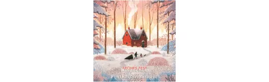 Rotes Haus - Quadrat Postkarte Weihnachten