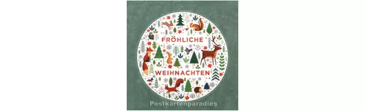Tierische Weihnachten - Quadrat Postkarte