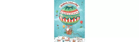 Weihnachtsmann im Ballon | Weihnachtskarte