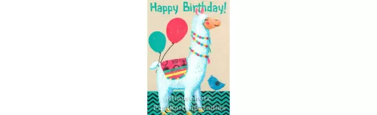 Lama - Happy Birthday | Postkarte