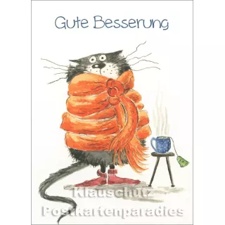 Taurus Postkarte von Gisela Herberger mit Katze | Gute Besserung