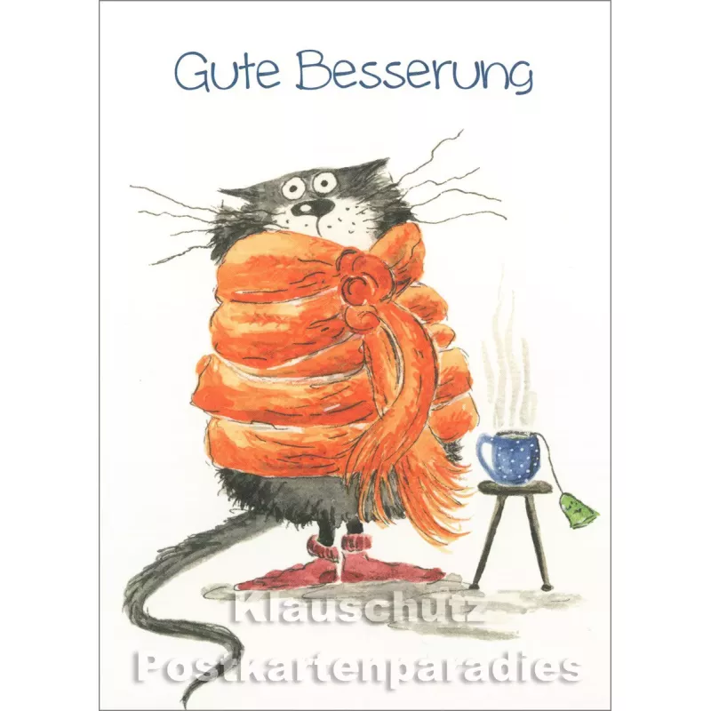 Taurus Postkarte von Gisela Herberger mit Katze | Gute Besserung