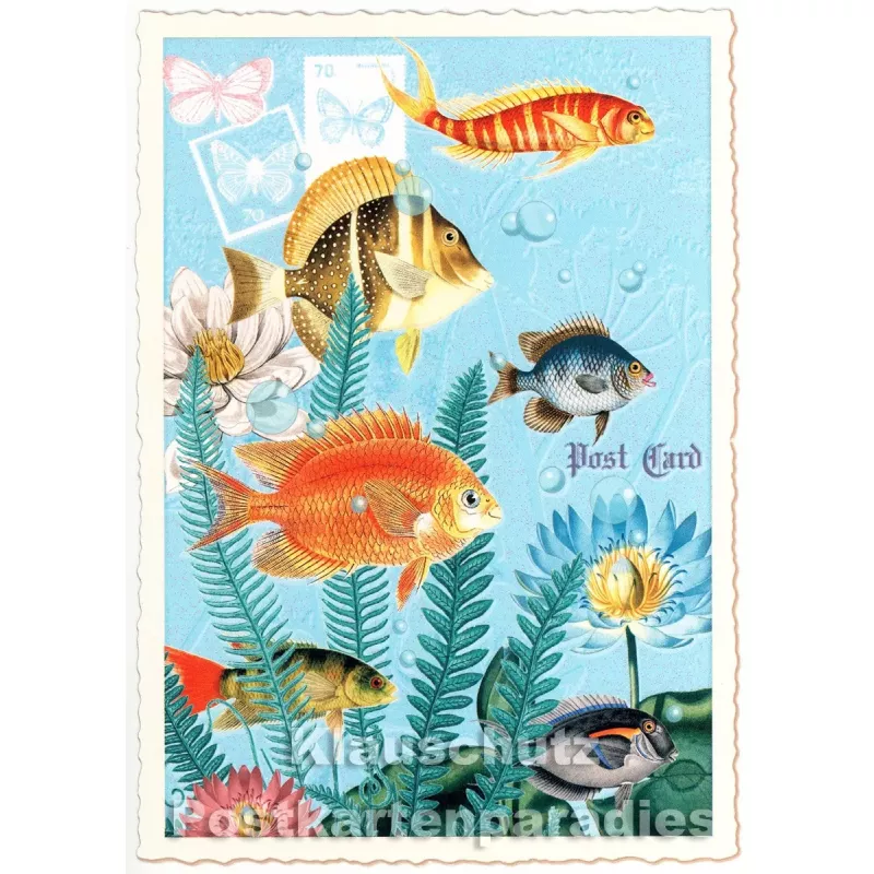 Retro Glitterkarte aus der Edition Tausendschön | Fische