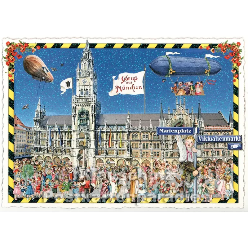 Gruß aus München - Marienplatz | Edition Tausendschön Postkarte